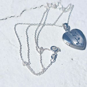 925 Sterling Silver 5/8inches Heart Locket Pendant with Butterfly Patterns image 3