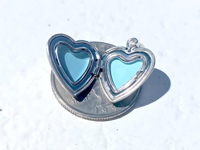 925 Sterling Silver 5/8inches Heart Locket Pendant with Butterfly Patterns image 10