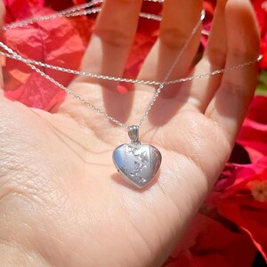 925 Sterling Silver 5/8inches Heart Locket Pendant with Butterfly Patterns image 12
