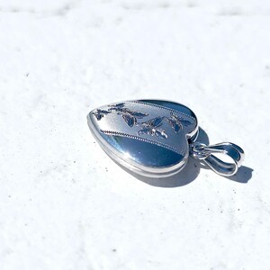 925 Sterling Silver 5/8inches Heart Locket Pendant with Butterfly Patterns image 7