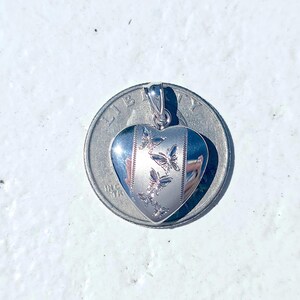 925 Sterling Silver 5/8inches Heart Locket Pendant with Butterfly Patterns image 9
