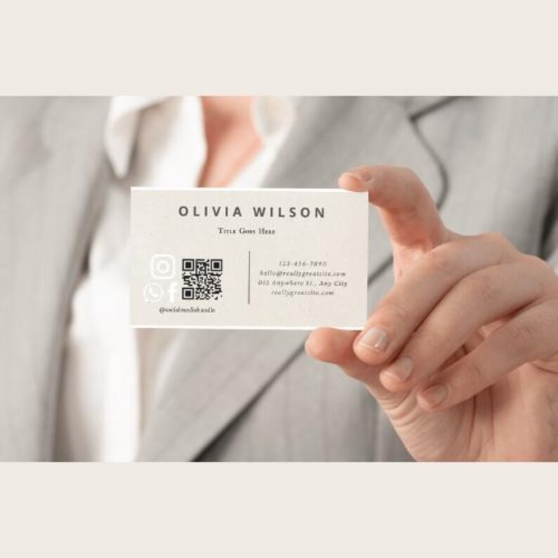 Business Card Template QR Code, Instant Download, Printable Business ...