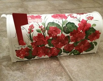 geranium design hand painted mailboxes