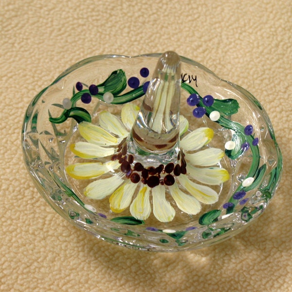 Hand painted Crystal ring holder