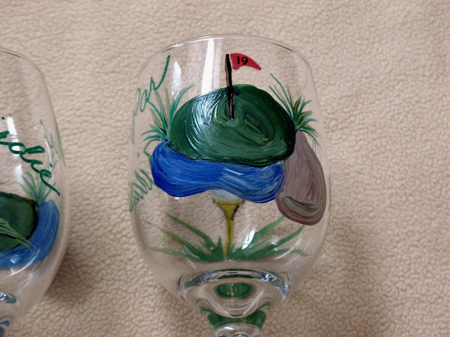 Golf theme wine glasses Etsy