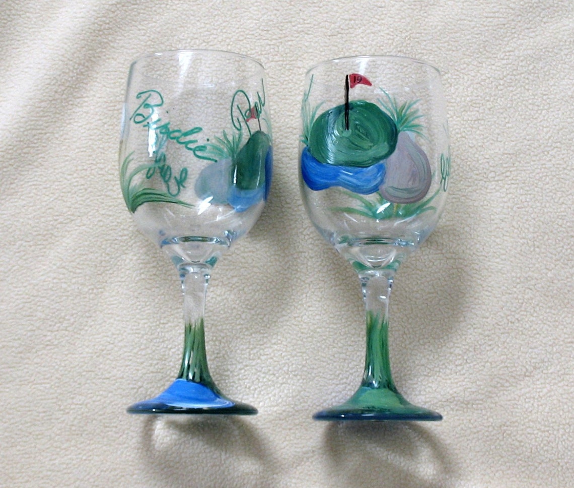 Golf theme wine glasses Etsy