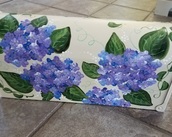 hydrangea design hand painted mailbox