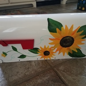 single sunflower hand painted mailbox