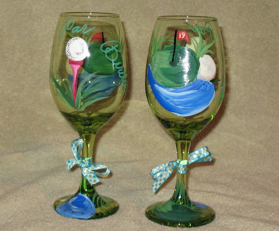 Golf Wine Glasses Etsy