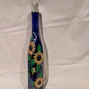 Sunflower design painted oil bottle (one)