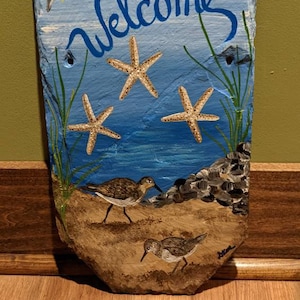 Sandpiper seashore Welcome Slate