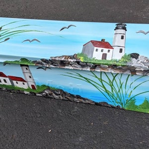 Lighthouse handpainted townhouse wallmount mailbox