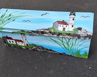 Lighthouse handpainted townhouse wallmount mailbox