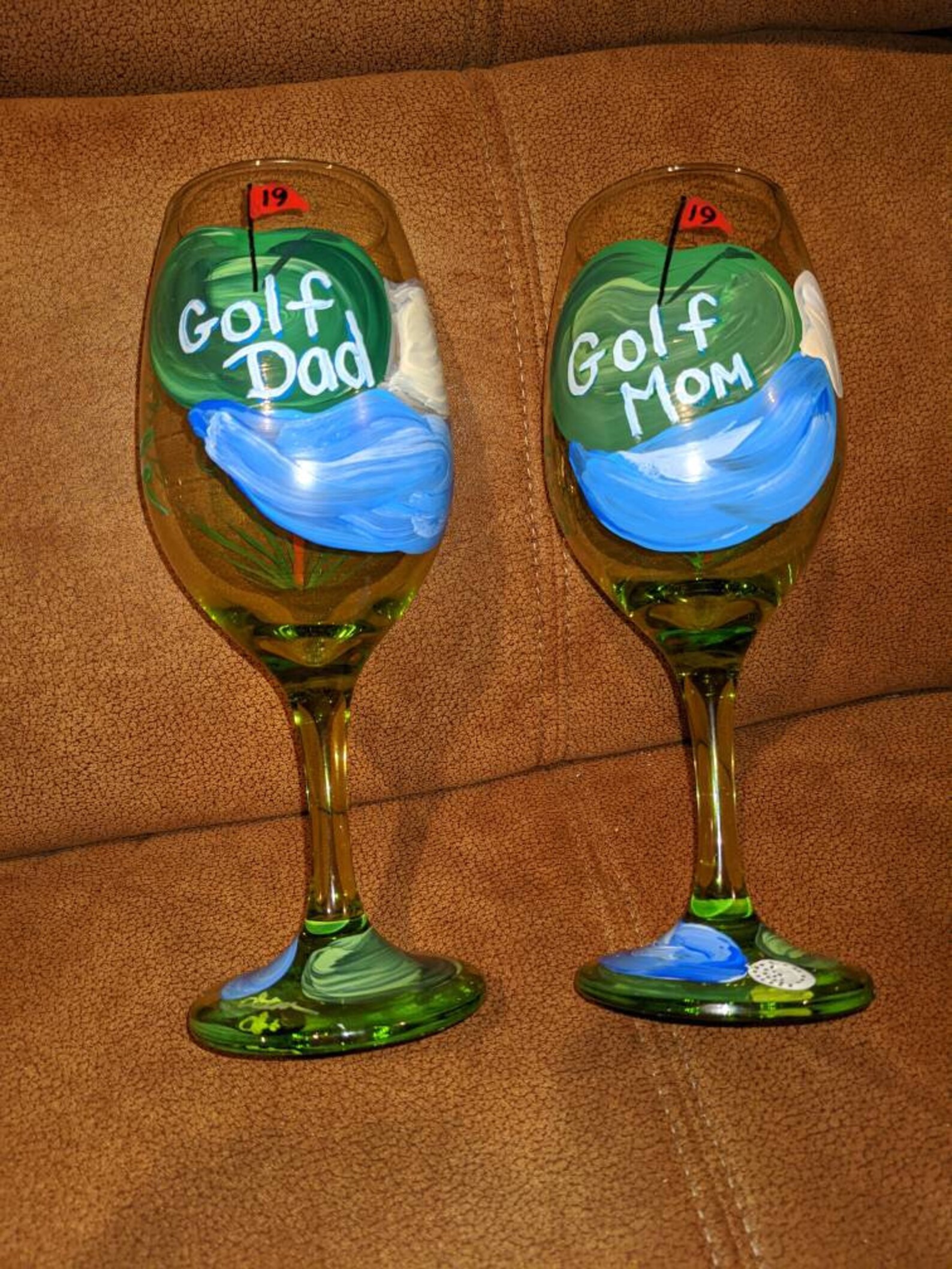 Personalized Green Golf Wine Glass one Etsy