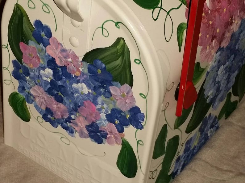 Pink and Blue Hydrangea Painted Mailbox Etsy