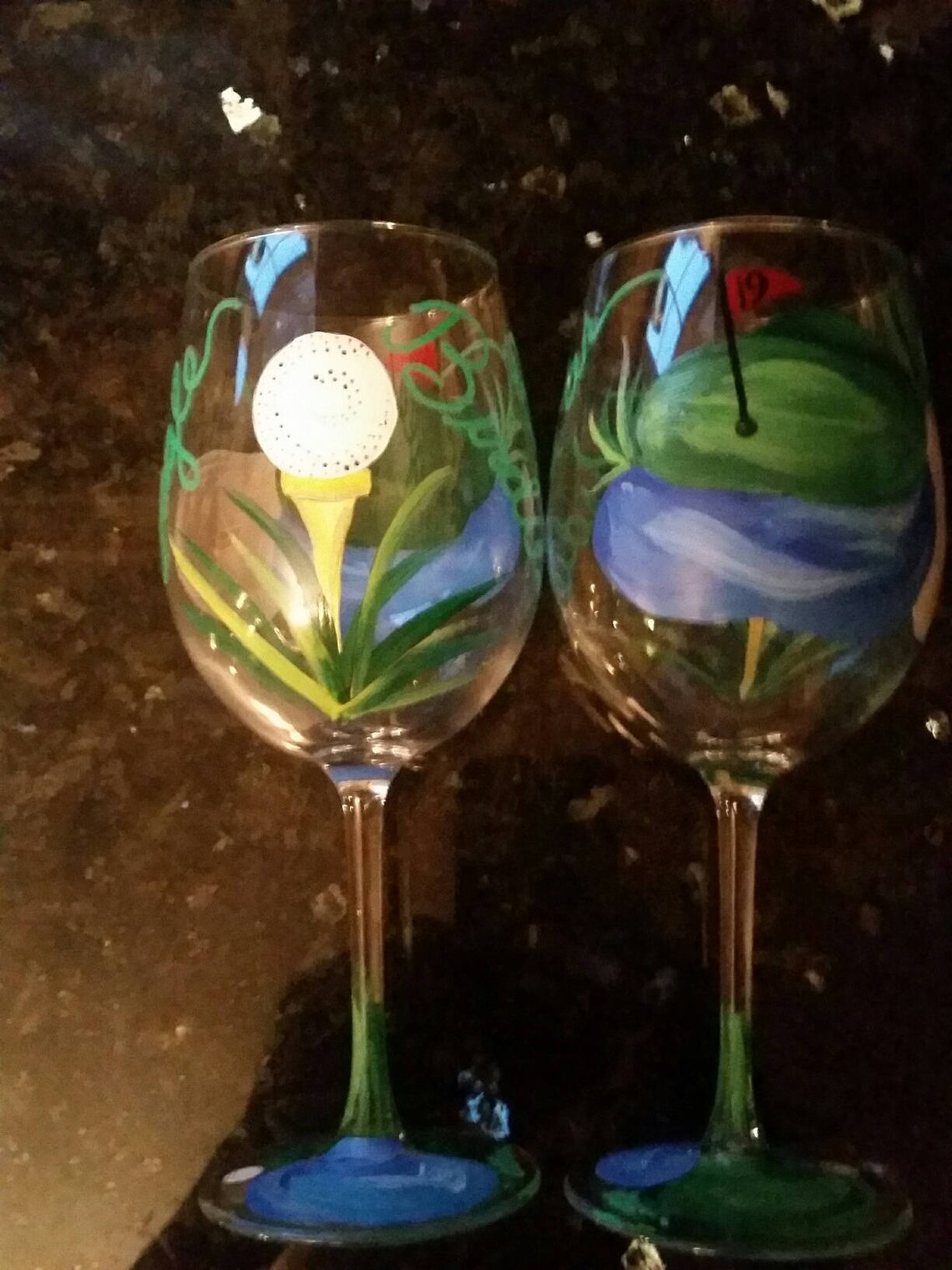 Golf Wine Glassespair Etsy