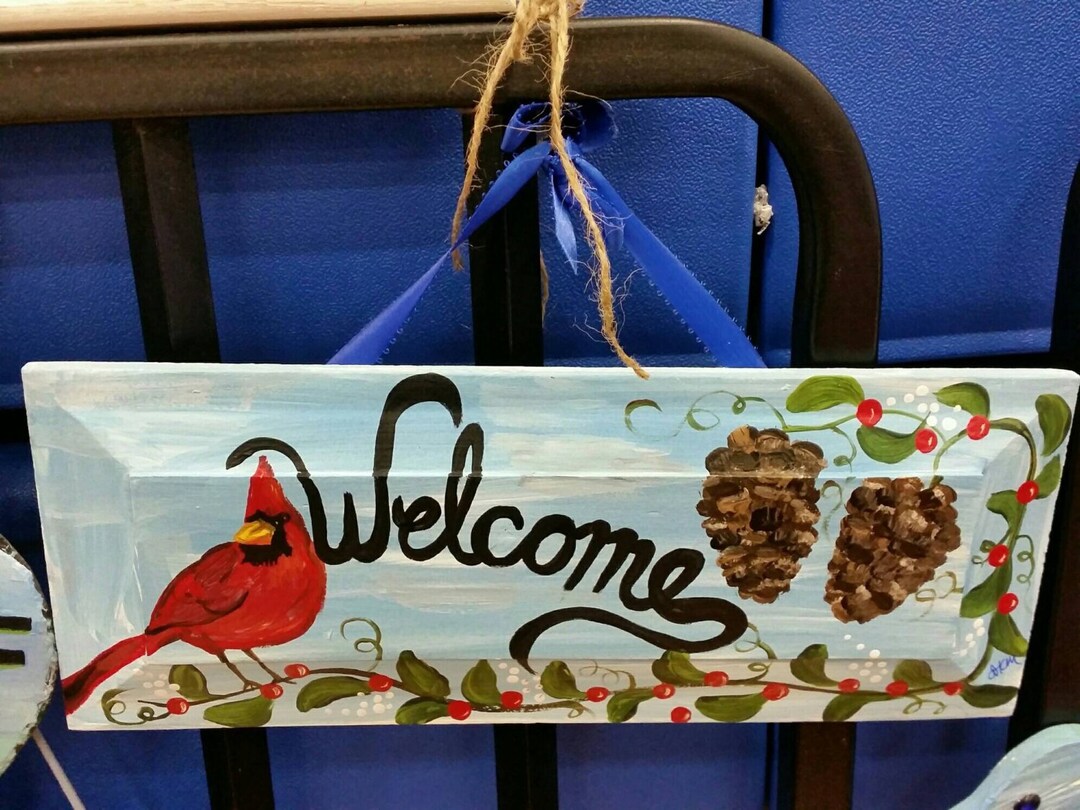 Cardinal Note Welcom Cardinal Welcome Sign - Etsy
