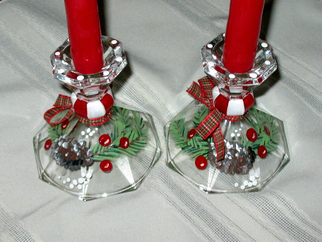 Holiday Candlestick pair Etsy