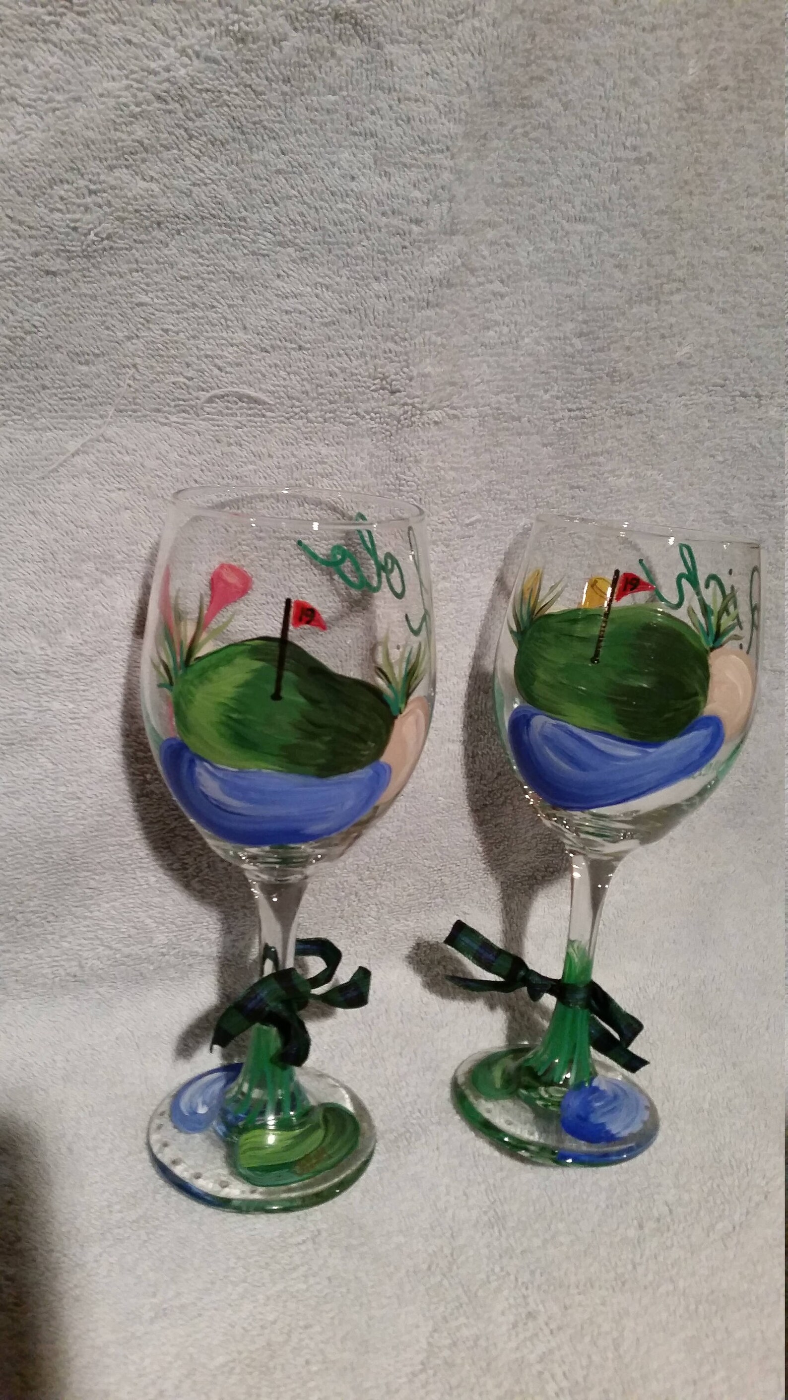 Golf Wine Glassespair Etsy