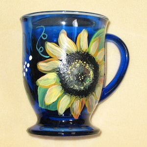 Sunflower cobalt blue coffee mug
