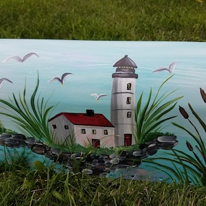 Seashore Beach Lighthouse handpainted mailbox