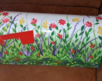 Colorful Wildflower mix hand painted mailbox