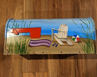 beach chair, sandpipers, beach ball and seagulls design mailbox