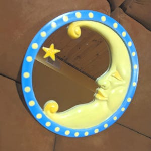Whimsical moon and star mirror