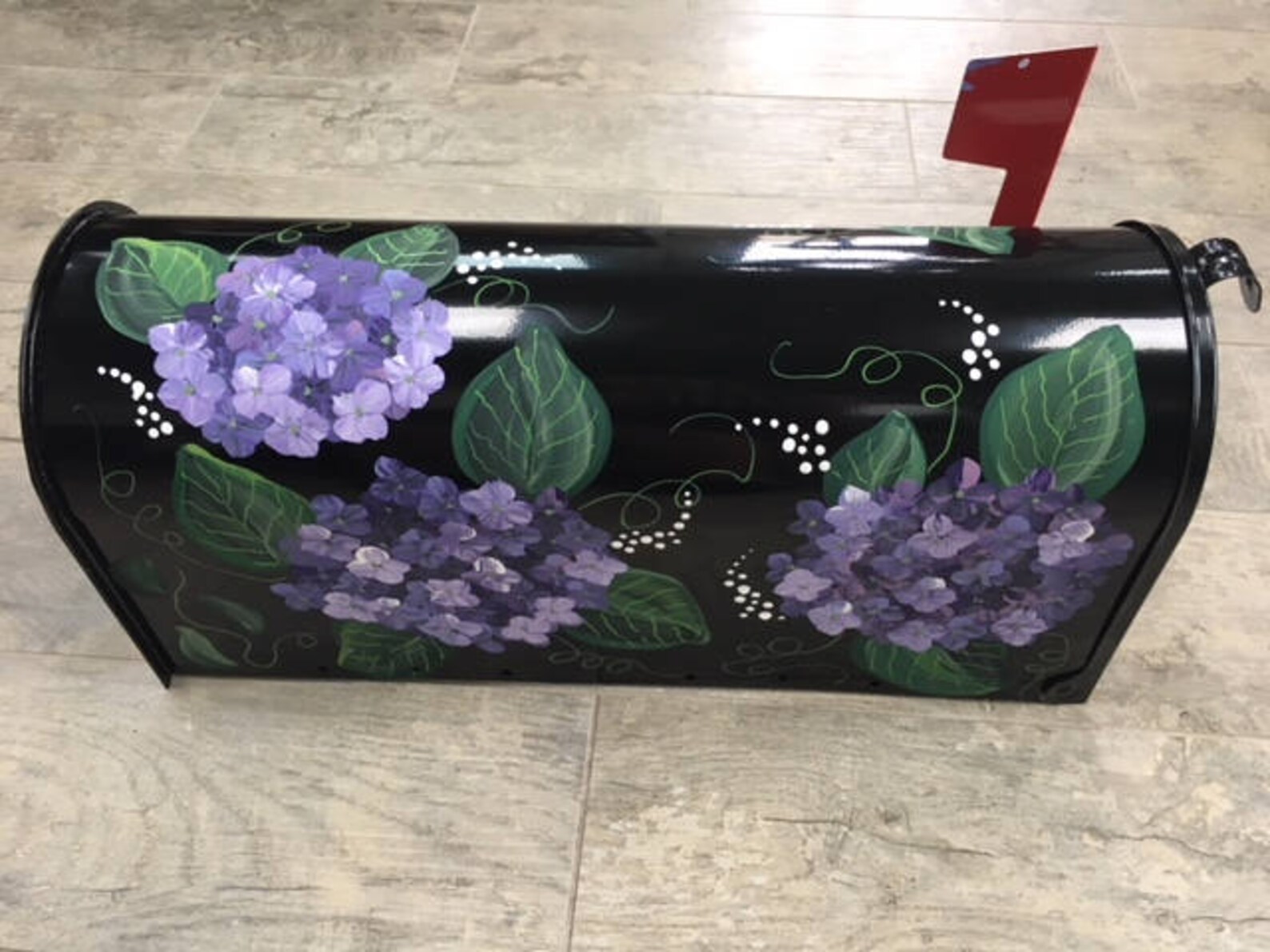 Hydrangea Painted Mailbox Black Etsy