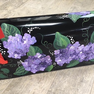 hydrangea painted mailbox - black