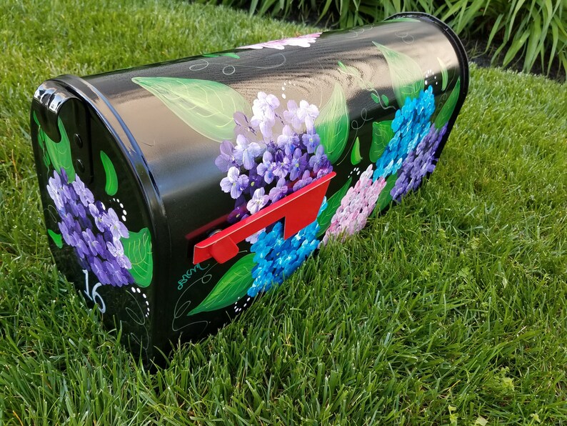 Multicolored Hydrangea Painted Mailbox Etsy