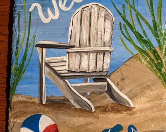 Beach Chair Welcome Slate