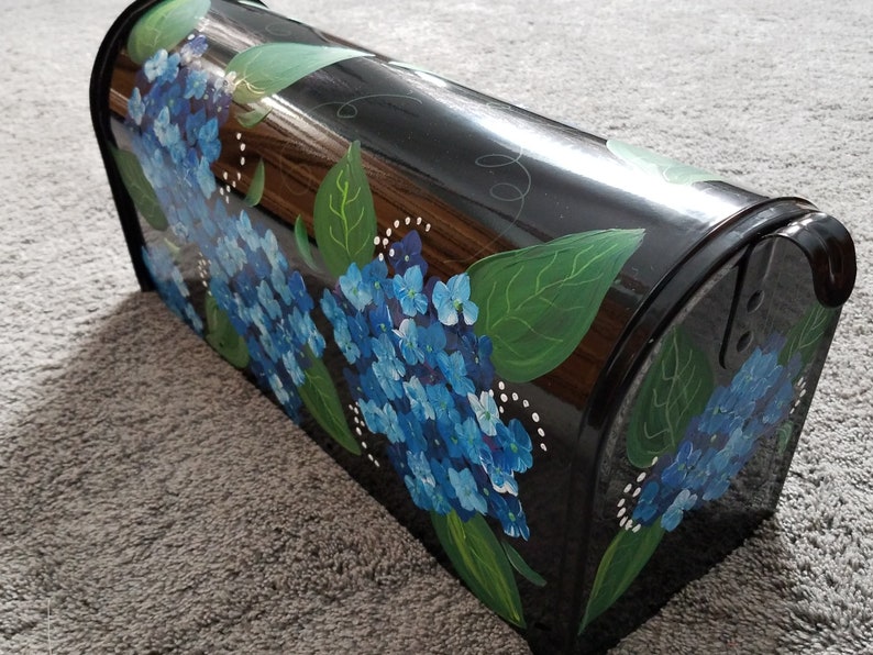 Blue hydrangea painted mailbox Etsy