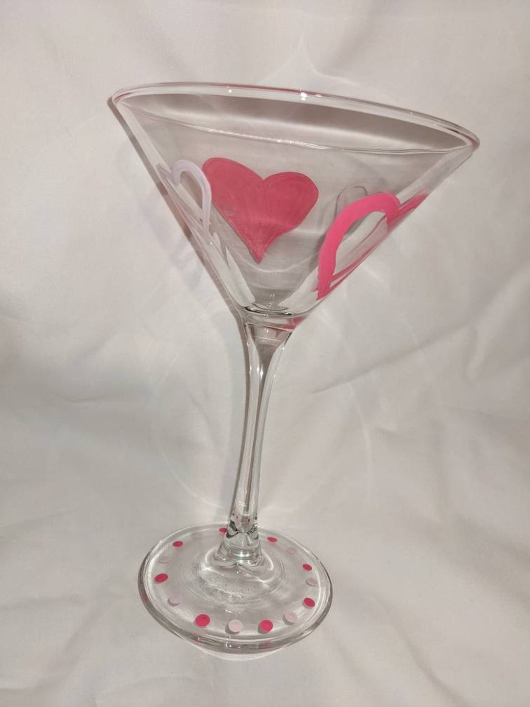 Valentine Heart Martini Glass Fancy Hearts Hand Painted Gift for Her  Anniversary, Valentine's Day, Birthday 