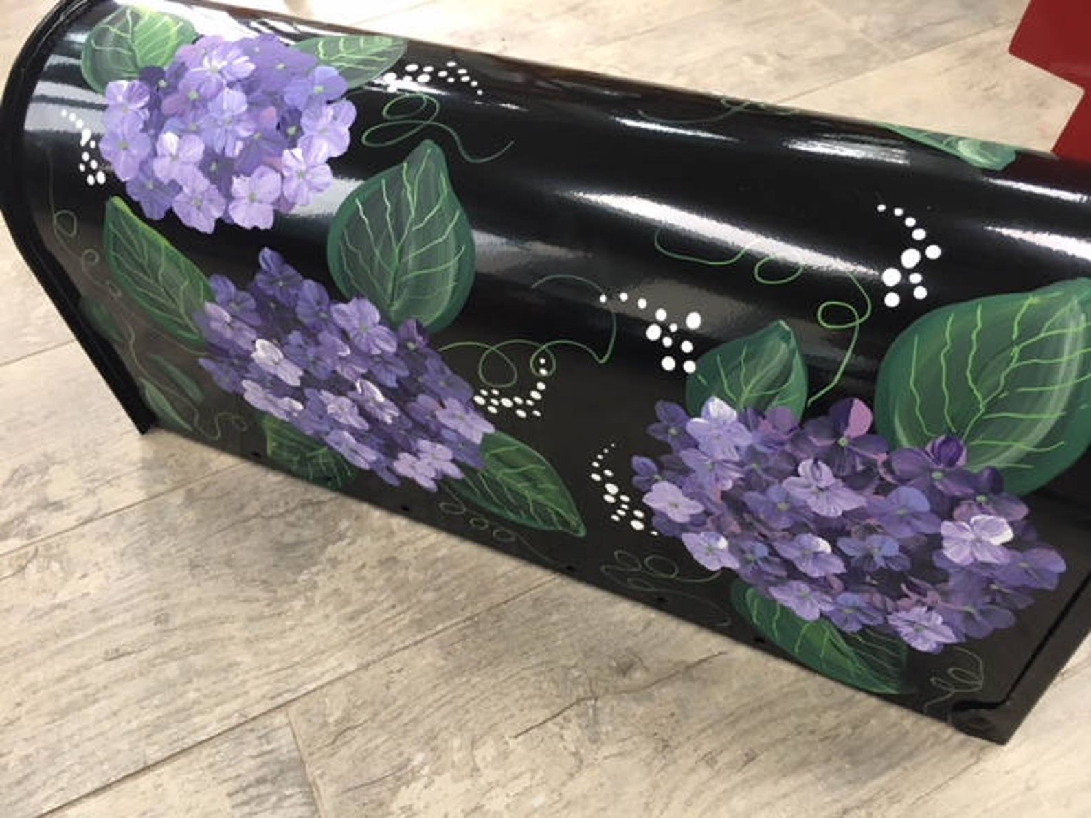Hydrangea Painted Mailbox Black Etsy