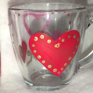 Hand painted Valentine&#39;s hearts coffee mug