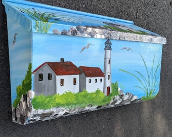 Lighthouse handpainted large wallmount mailbox