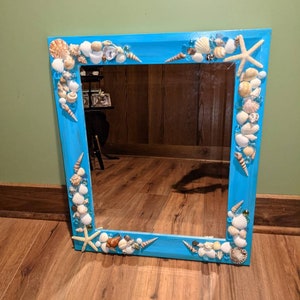 Hand painted seashell mirror