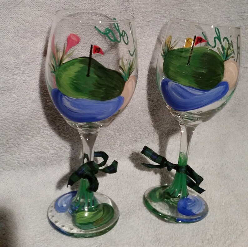 Large golf themed wine glasses Etsy