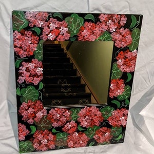 Painted red geraniums mirror
