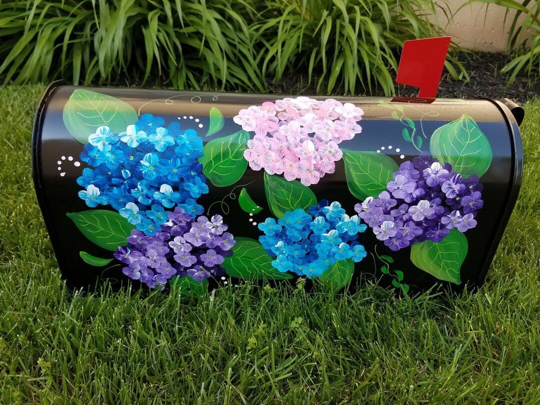 Multicolored Hydrangea Painted Mailbox Etsy