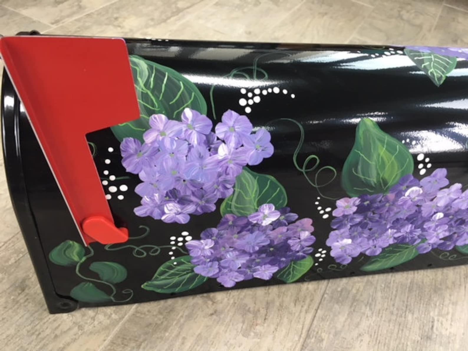 Hydrangea Painted Mailbox Black Etsy