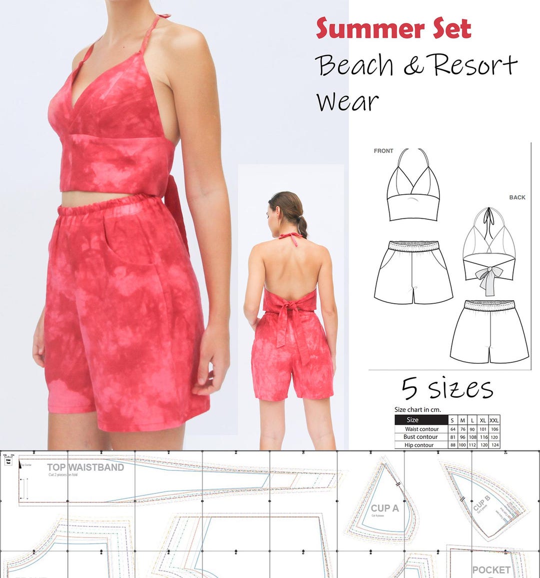 Resort Club Pattern Resort Wear Patter Drafting DIY Sewing Pattern Beach Wear Linen Dress ...