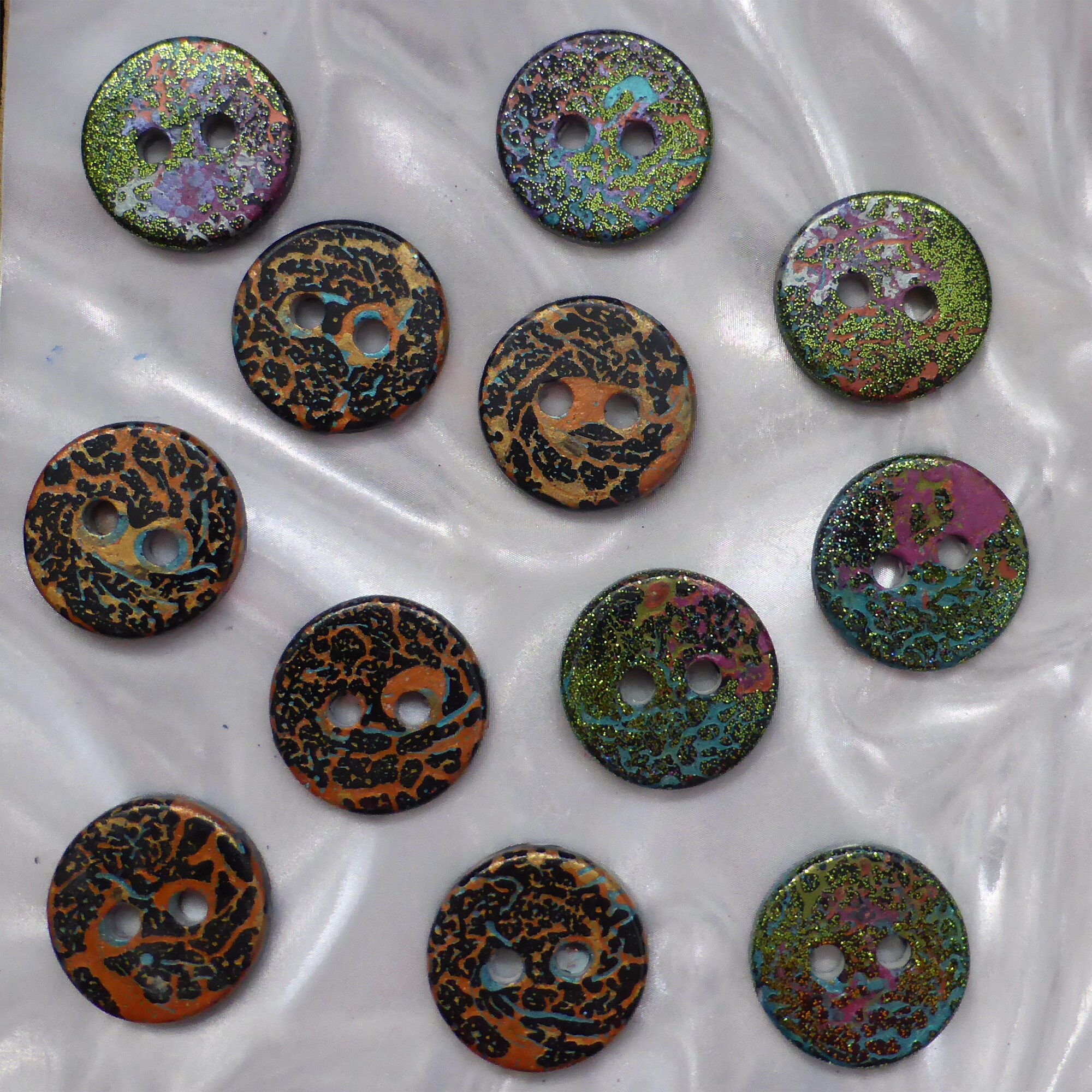 12 unusual funky handmade buttons set12_09b_0501 Etsy