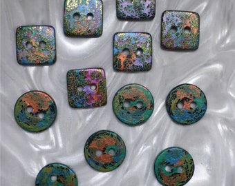 12 unusual SMALL handmade buttons (set12_19)