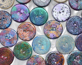 Handmade Resin Sewing Buttons - MY CHOICE of 6 different very LARGE round buttons