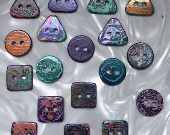 18 unusual SMALL handmade buttons (set 18_01)