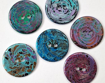 Sewing Buttons 6 VERY LARGE Unusual Handmade Sewing Buttons