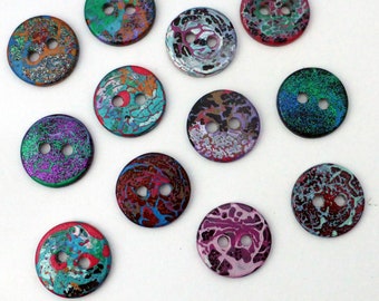 12 unusual SMALL handmade buttons (set12_30)