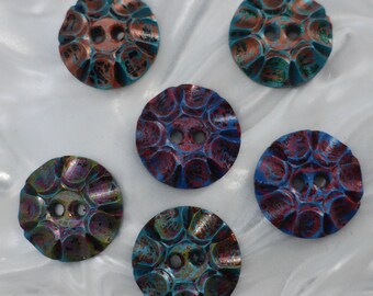 Handmade Resin Sewing Buttons - 6 different unusual MEDIUM buttons (#6M08)